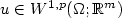 $u\in W^{1,p}(\Omega;\mathbb{R}^m)$