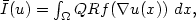 $\bar I(u)=\int_{\Omega}Q{ Rf}(\nabla u(x))\ dx,$