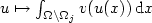 $u\mapsto\int_{\Omega\setminus\Omega_j} v(u(x))\,{\rm d}x$