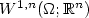 $W^{1,n}(\Omega;{\mathbb R}^n)$