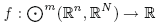 $f:{\textstyle \bigodot^m}(\R^{n},\R^{N})\to\mathbb{R}$
